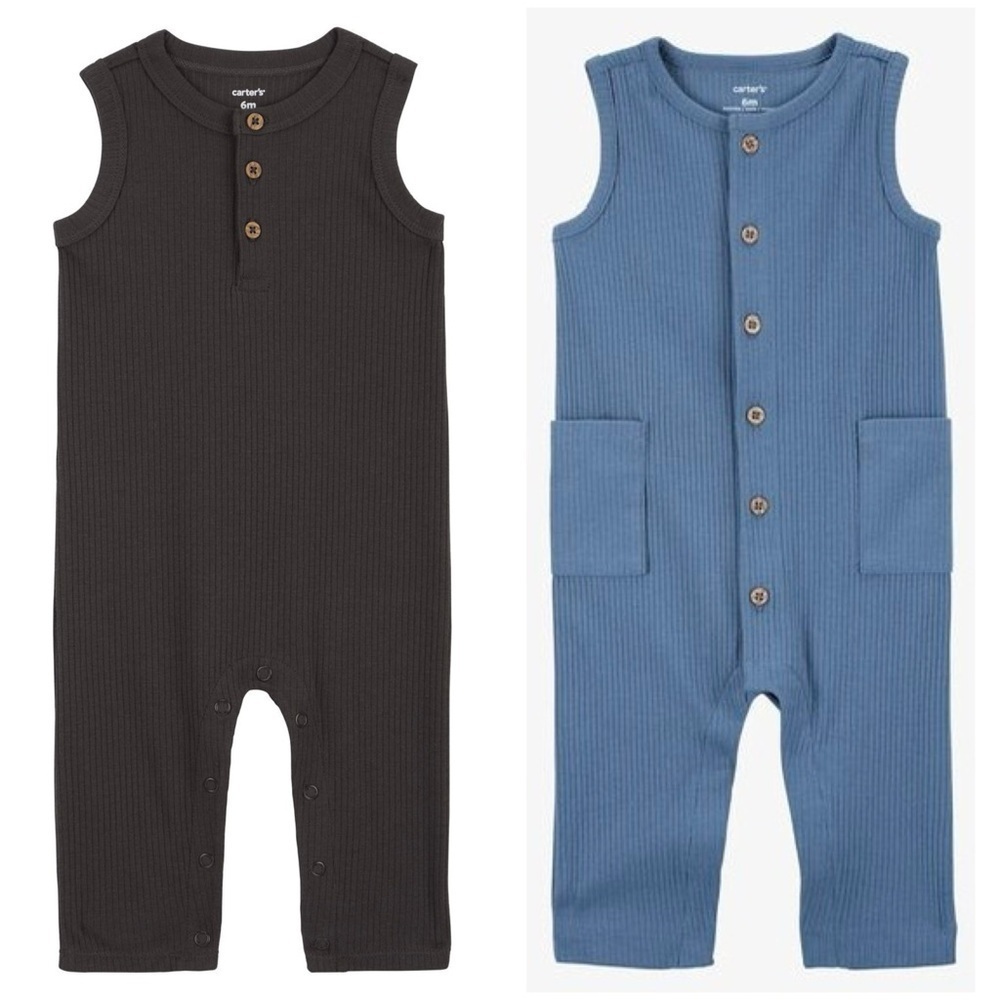 Carter’s 2 Pack Unisex Baby Sleeveless Jumpsuits- Size 0-3M